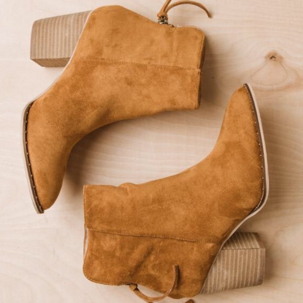 Weslee Suede Booties in Tan